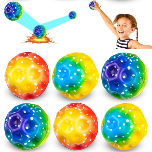 Dowdiles 6 PCS Astro Jump Ball, Mini Bouncing Ball, Space Ball Hochelastischer,Sprungbälle Machen Beim Aufprall EIN Knallendes Geräusch, Astro Ball für Kinder Party Gift von Dowdiles