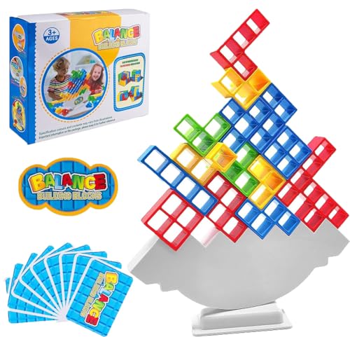 Dowdiles 64 Stück Tetra Tower Spiel,Tetris Balance Toy,Tetris Tower Spiel,Stacking Game Creative,Tetris Tower for Children and Adults, Funny Balance Game von Dowdiles