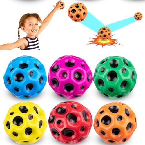 Dowdiles 6PCS Jump Ball, Mini Bouncing Ball, Space Ball Hochelastischer,Lightweight Foam Ball,Mond Ball,Sprungbälle Machen Beim Aufprall EIN Knallendes Geräusch, Ball für Kinder Party Gift von Dowdiles