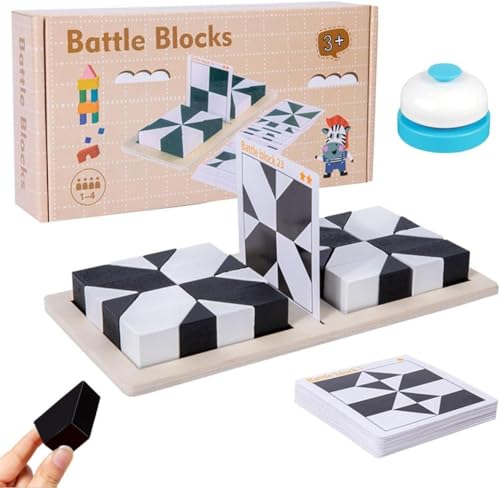 Wooden Hidden Block Puzzle, Wooden Pattern Blocks Set, Puzzles Hidden Building Blocks Puzzles Toys, Three-Dimensional Space Thinking Training, Early Education Black and White Square Puzzle von Doxenem