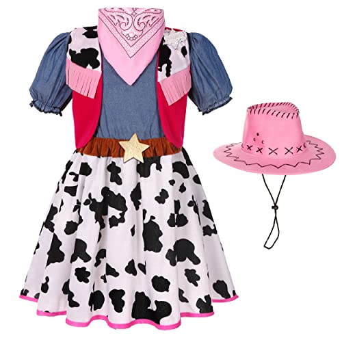 Doxrmuru Cowgirl-Kostüm für Mädchen, Halloween, Western-Rodeo, Outfit mit Cowgirl-Hut, 3–4 Jahre von Doxrmuru