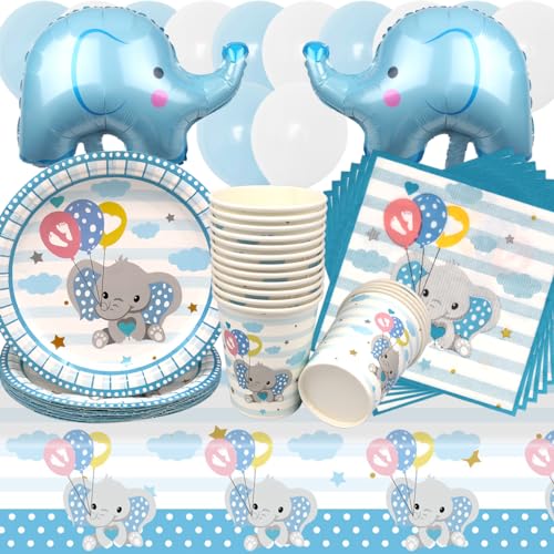 Baby Shower Geburtstag Deko,Doyomtoy 67 Stück Partygeschirr Elefant Geburtstag Party Set Geburtstagsteller Tassen Servietten Blauer Elefant Geburtstags für Kinder Babyparty Deko Baby Shower Geburtstag Deko,Doyomtoy 67 Stück Partygeschirr Elefant Geburtstag Party Set Geburtstagsteller Tassen Servietten Blauer Elefant Geburtstags für Kinder Babyparty Deko von Doyomtoy