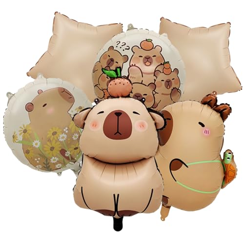 Capybara-Ballon-Set, 6 Stück, Capybara-Geburtstagsparty-Zubehör, Cartoon-Themen-Dekorationen, Kindergeburtstagsdekorationen, Partyzubehör für Jungen und Mädchen Capybara-Ballon-Set, 6 Stück, Capybara-Geburtstagsparty-Zubehör, Cartoon-Themen-Dekorationen, Kindergeburtstagsdekorationen, Partyzubehör für Jungen und Mädchen von Doyomtoy