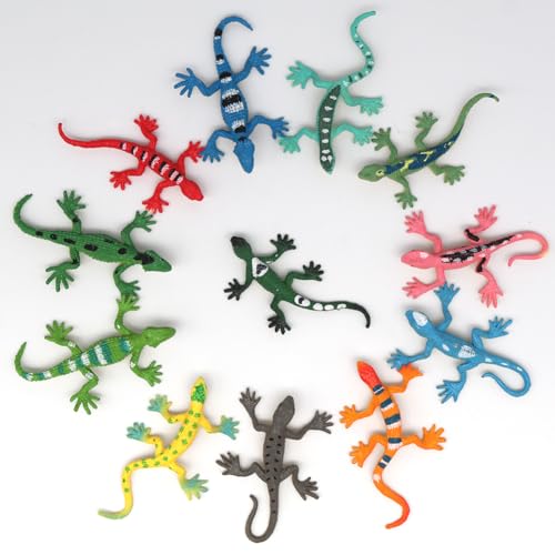 Doyomtoy Eidechse Gummi, 12 Stück Reptilien-Eidechse Mini Reptilien Spielfiguren Realistische Reptilien Spielzeug Reptilien-Party-Dekorationen geeignet für Parodien, Partys, Dekorationen von Doyomtoy