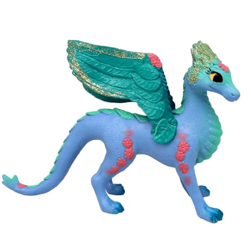 Doyomtoy Fliegende,Blume Drache Realistisch Fliegender Drache Spielzeug-Action-Figur Weihnachtsfeier Baby Shower-Blau von Doyomtoy