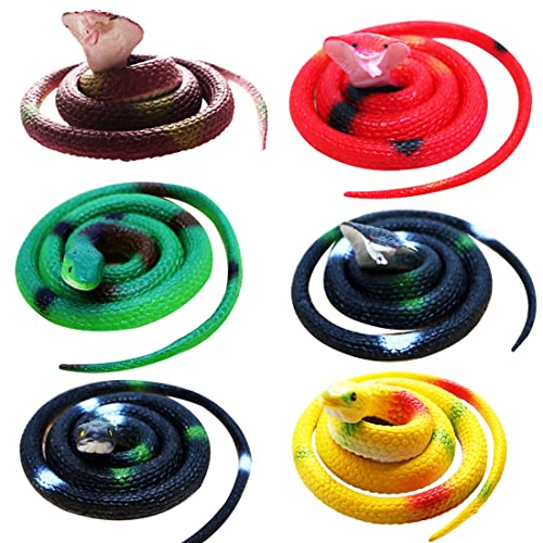 Doyomtoy Gummi Simulation Schlange - Realistische Gummi Schlange Spielzeug, Verschiedene Bunte Gefälschte Schlange, für Gartenstütze und Witz Streich Geschenk, Aprilscherz Halloween Spielzeug von Doyomtoy