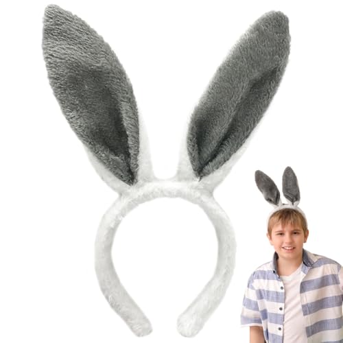 Doyomtoy Hasenohren Stirnband, Hase Ohren Haarbänder Plüsch Hasenohren Haarreif für Ostern Party Hochzeit Geburtstag Kostüm Halloween (Grau) von Doyomtoy