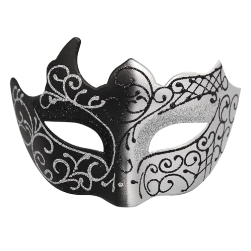 Doyomtoy Maskerade Maske, Venezianische Maske Herren Geheimnisvoll Maskenball Maske Mode Party für Halloween Karneval Party Kostüm Silber von Doyomtoy