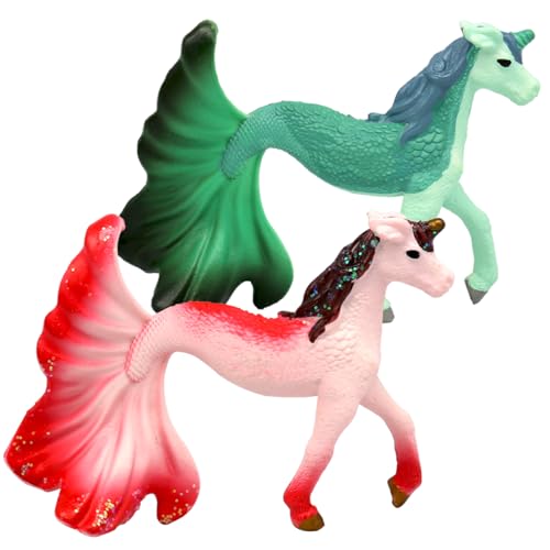 Doyomtoy Seepferdchen Elf Spielfigur Meeres Familie,2 Stück Unterwasserpferd Mythische Pegasus Modell Magische Energie Kreatur Solide Farbige Seepferdchen von Doyomtoy