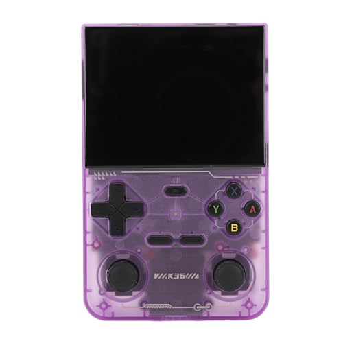 Dpofirs Handheld Spielekonsole, Dual 3D Joystick Retro Gaming Konsole mit 3,5 Zoll IPS HD Farbbildschirm, Open Source Game Emulator Konsole mit 64G Karte (Purple) von Dpofirs