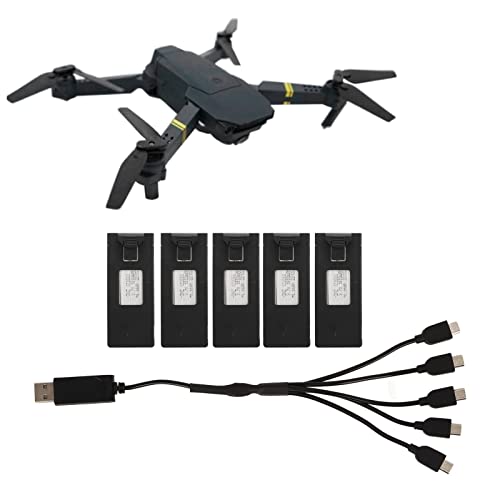 Dpofirs RC Drone Lithium Batterie für E88 E88PRO LsE525 E525 PRO und Andere Ferngesteuerte Flugzeuge mit 5-in-1 Ladekabel, 3,7 V 1800 MAh Ersatzbatterie 5 Stück von Dpofirs