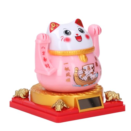 Solarbetriebene Winkekatze, Glückliche Maneki-Neko-Katze mit Winkendem Arm, Fengshui-Glücks- und Reichtums-Begrüßungskatze für Zuhause, Auto, Büro, Dekoration, von Dpofirs