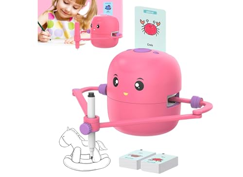 Zeichenroboter, Intelligenter Zeichenroboter für Kinder, Interaktiver Pädagogischer Zeichenroboter, Zeichnen Lernen, mit 100 Wortkarten und 2 Stiften, Automatischer (Rose) von Dpofirs