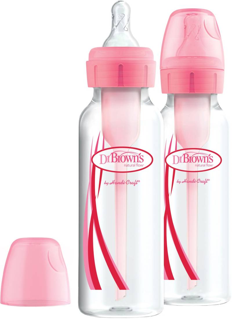 Dr. Brown's Option+ Schmaler Hals Babyflasche 250 ml 2er-Pack, Rosa von Dr. Brown's