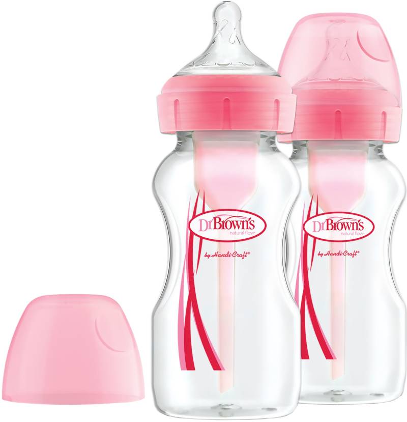 Dr. Brown's Options+ Weithals Babyflasche 270 ml 2er-Pack, Rosa von Dr. Brown's