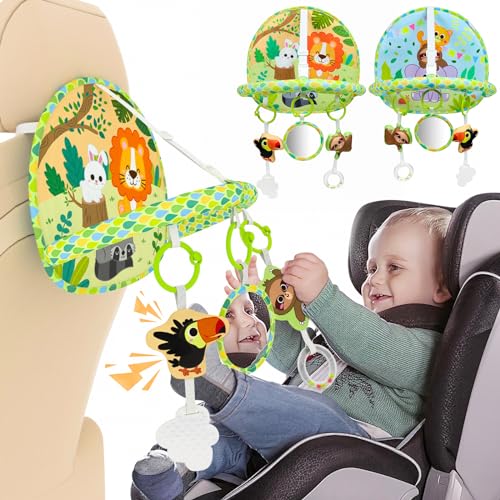 Dr.Rapeti Spielzeug für den Autositz, Spielzeug Für Autofahrt Baby, Babyautositz Spielzeug mit Spiegel, Spielzeug für den Rücksitz, Baby Activity Spielzeug für Babys, leichtere Fahrt für Neugeborene von Dr.Rapeti