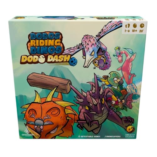 Draco Studios - Dodos Riding Dinos: Dodo Dash, Fortsetzung des preisgekrönten Spiels, Rennen bis zur Ziellinie mit bis zu 6 Spielern, Spaß ab 12 Jahren, EN von Draco Studios