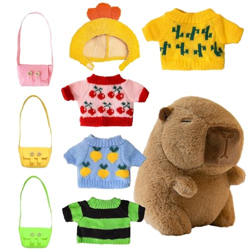 Capybara Plüschtier Mit Kleidung, 23cm Capybara Kuscheltier Dress Up, Niedlichen Capybara Plushies, Capybara Stofftier Ultraweiche Anziehpuppen Mit Kleidung Und Accessoires, Stofftier-Wohndekoration von Dranng