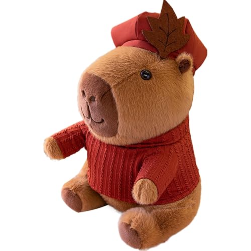 Dranng Capybara Plüschtier, Capybara Plüsch mit Kleidung | Niedliches Kuscheltier-Spielzeugkissen - 9,8-Zoll-Capybara-Plüschkissen, süßes Plüschtier, Kinderschlafkissen, für -Mädchen-Kinder von Dranng