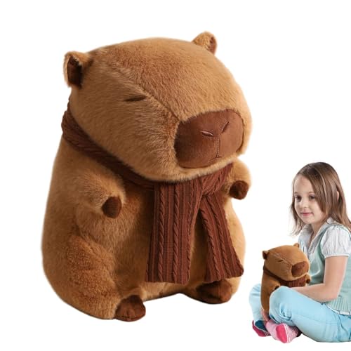 Dranng Capybara Plüschtier, Capybara Puppe - Cartoon Home Stuffy - Süße Cartoon Home Stuffy, kuschelige Plüschfigur Spielzeug mit Schal für Geburtstagsfeiertage von Dranng