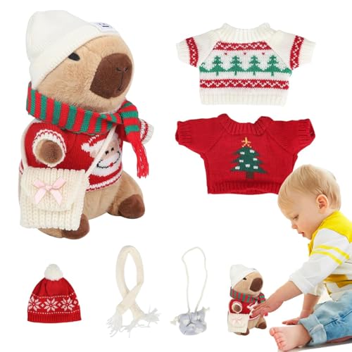 Dranng Capybara-Plüschtiere,Plüsch-Capybara - Süße Plüschpuppe mit Kleidung und Accessoires,Lustiges interaktives Spielzeug für Partys, niedliche Plüschtiere, Weihnachtsdekoration für Bett, Sofa, von Dranng