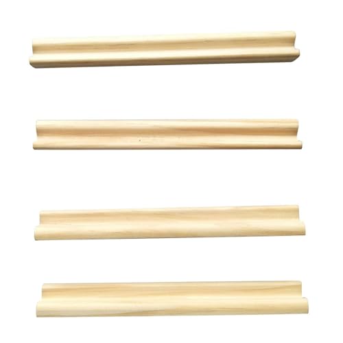 Dranng Domino-Halter-Rack | Set aus 4 Holzregalen aus natürlichem Massivholz,Domino-Rack-Set Tabletts für Kinder, Domino-Spiel, mexikanischer Zug, Mahjong (Dominos Nicht im Lieferumfang enthalten) von Dranng