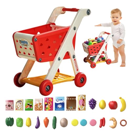 Dranng Einkaufswagen-Spielzeug, Einkaufswagen-Spielzeug für Kinder,Mädchen-Spielzeug-Einkaufskorb | Kinderwagen, Spielspielzeug, Supermarkt, Rollenspiel, Einkaufswagen für Zuhause, drinnen von Dranng