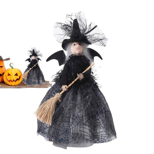 Dranng Halloween Hexenfigur,Kleine Hexenpuppe - Hexenornament Wohndekoration | Gruselige Desktop-Halloween-Puppe, Ornament, Baumspitze, Puppe für Kinderzimmer von Dranng