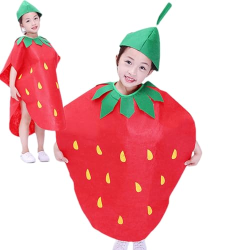 Dranng Kinderspiel-Outfits, Cosplay-Kostüme für Kinder,Obst-Gemüse-Cosplay-Kostüm-Outfit mit Hut - Kindertag-Aufführungskostüm, kreatives Tanzoutfit für Halloween-Karneval, Schulaufführung von Dranng