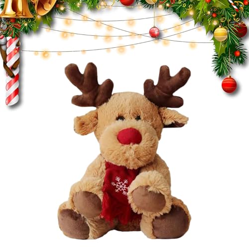 Dranng Rentier Plüschtier Weihnachten, Rentier Figur,Rudolph Mit Der Roten Nase | Weihnachts-Hirsch-Plüschtier, Weicher Schreibtisch, Dekoratives Weihnachts-Elch-Puppenspielzeug, 30 X 23 cm von Dranng