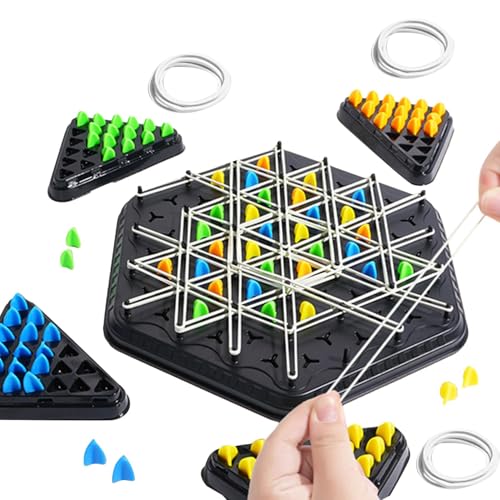 Triggle-Spiel,dreiecksschachbrett Strategie Brettspie,Lustiges Ketten-Dreieck-Spiel Mit Gummi,Chain Triangle Chess Game,Ideal Für Familientreffen Für Kinder Und Erwachsene,2 Bis 4 Spieler von Dranng