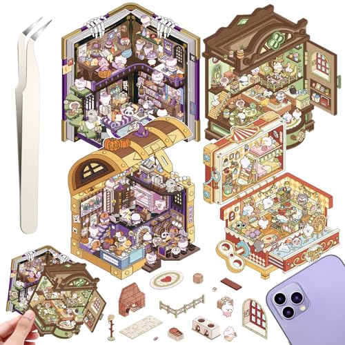 3D House Stickers, Miniatur Haus Sticker, DIY-Aufkleber, Sticker Scenes Selbermachen von Supermarkt (xm4.0) von Draupnir