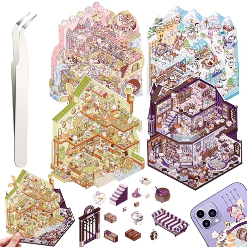 3D House Stickers, Miniatur Haus Sticker, DIY-Aufkleber, Sticker Scenes Selbermachen von Supermarkt (xmplus2.0) von Draupnir