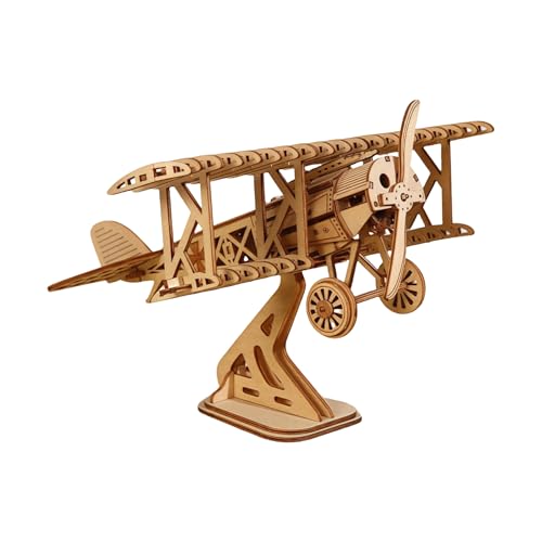 Drawelry 3D Holzpuzzle Ornament Kreative DIY Holzhandwerk Statue Steampunk Transport Modellbau Holz Skulptur Puzzle Heimtisch Dekoration Geburtstag Geschenk für Erwachsene Männer Frauen (Flugzeug) von Drawelry