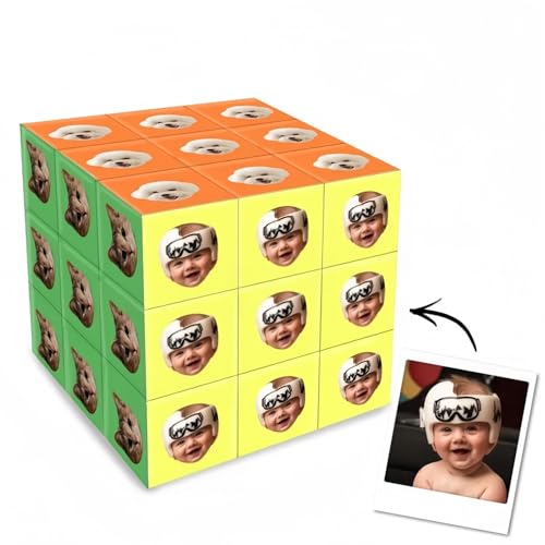 Drawelry Personalisiert Foto Zauberwürfel mit 6 Bild Würfel Puzzle 3x3 Drehbare Avatar Fotodruck Fotowürfel Magische Puzzleboxen Magic Cube Geschenke für Familie Freunde Kinder Haustier (C) von Drawelry