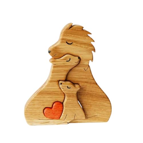 Drawelry Personalisierte Löwe Holzpuzzle Ornament mit 2-9 Familien Namen Schnitzereien Holz Löwen Skulptur Kunstpuzzle als Desktop Dekoration Statue Geschenk für Familie, Oma, Opa Mama, Papa (Stil 11) von Drawelry