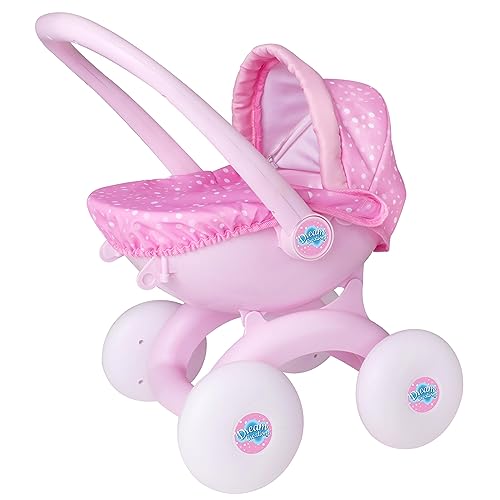 Dream Creations 4-in-1 Mein Erster Puppenwagen – Puppenwagen mit 4 Einstellbaren Modi – Puppenbuggy, Puppentrage, Puppen Autositz | Spielzeug-Kinderwagen für Kinder, Jungen und Mädchen ab 18 Monate von HTI