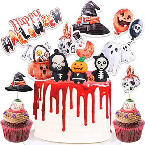 11 Stück Halloween Kuchenaufsätze, Halloween Cupcake Toppers, Kuchendekoration Set, Halloween Cupcake Topper Picks, Halloween Party Cupcake Dekorationen, Halloween Kuchendekoration Kuchenhut von Dream HorseX