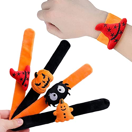 4 Stück Kinder kreative Halloween Armbänder Ohrfeigen Armbänder Halloween Dekoration Kinder Ohrfeigen Armbänder Kürbis Spinne Hut Geist Halloween Party Armband für Entertainment Party Performance von Dream HorseX