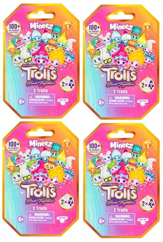 DreamWorks Trolls Band Together Mineez Sammelfiguren, 3,8 cm, 4 Bündelpackungen – Holen Sie sich 8 Figuren. Über 100 zum Sammeln!, Mehrfarbig von DREAMWORKS TROLLS