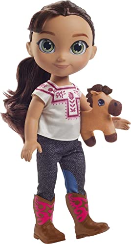 Dreamworks Spirit GXF93 - "Spirit - frei und ungezähmt" Lucky Kleinkind-Puppe (ca. 35cm), Jeans-Outfit mit Stiefeln, Spirit-Plüschfigur, Bürste, tolles Geschenk für Kinder ab 3 Jahren von Mattel