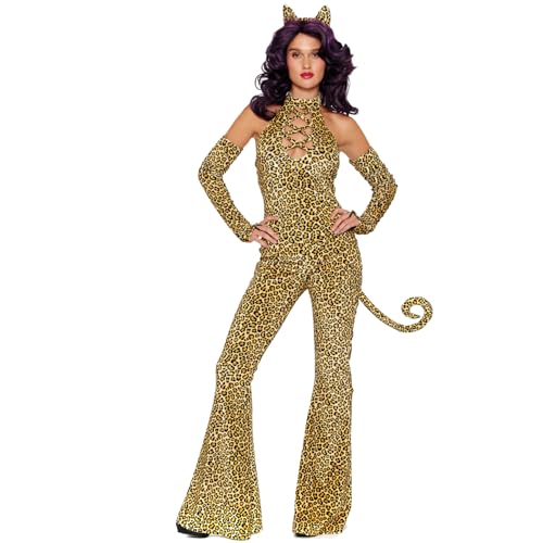 Dreamgirl Leopard Kostüm Raubkatze Chiara für Damen Gr. S-XL leoprint Braun Tierkostüm Fasching Karneval Mottoparty (Large) von Dreamgirl