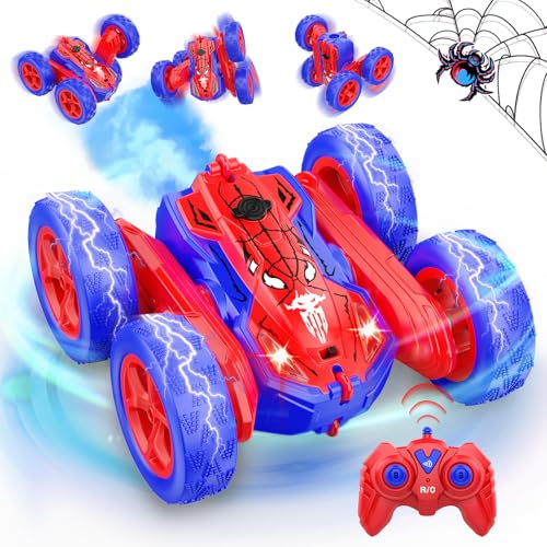 Dreamlandia Ferngesteuertes Auto Spider, Spielzeug ab 3-9 Jahre Junge Geschenk Mädchen Junge Kinder 3-10 Jahre Ferngesteuertes Auto ab 3-8 Jahre, 2.4 GHz 360° Drehung RC Car mit Licht und Sprühen von Dreamlandia