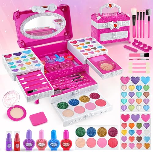 Dreamon Kinderschminke Set Schminkkoffer Mädchen Schminke Kinder Mädchen Spielzeug Geschenke für Mädchen 3 4 5 6 7 8 9 10 Jahre von Dreamon