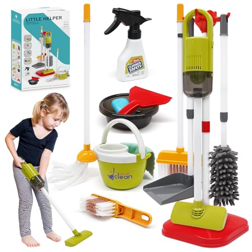 Dreamon Kinderstaubsauger Mit Saug und Soundfunktion, 14 PCS Putzset für Kinder, Staubsauger Kinder 15 × 56cm , Kinderbesen Set Spielzeug für Kinder ab 3 Jahren von Dreamon