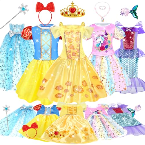 Dreamon Prinzessin Kleid Mädchen Kostüm für 3 4 5 Jahre mit Krone Umhang Prinzessine Faschingskostüme Spielzeug für Geburtstag Weihnachten Karneval Cosplay Dreamon Prinzessin Kleid Mädchen Kostüm für 3 4 5 Jahre mit Krone Umhang Prinzessine Faschingskostüme Spielzeug für Geburtstag Weihnachten Karneval Cosplay von Dreamon