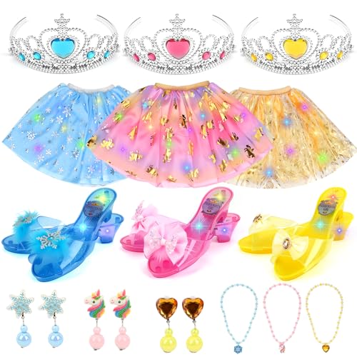 Dreamon Prinzessin Schuhe Mädchen mit Licht, Leuchtende Prinzessin Kleid Mädchen Prinzessinnen Schuhe Faschingskostüme mit Krone Halskette und Ohrringen Weihnachten Geschenk für 3 4 5 6 Jahre Dreamon Prinzessin Schuhe Mädchen mit Licht, Leuchtende Prinzessin Kleid Mädchen Prinzessinnen Schuhe Faschingskostüme mit Krone Halskette und Ohrringen Weihnachten Geschenk für 3 4 5 6 Jahre von Dreamon
