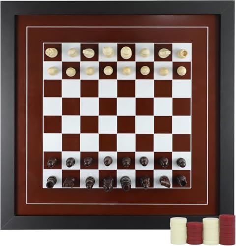 Hanging Checkers Board Game Chess Board Game Wall Mount Magnetic Wall Set Vertical Hanging Display Case Family Play Game Art Decor for Home and Office with (red) von Dreamplay Gifts