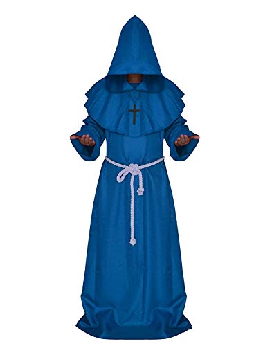 Dreamture Friar Mittelalter Mönch Renaissance Priester Robe Kostüm Cosplay - Blau - Large von Dreamture