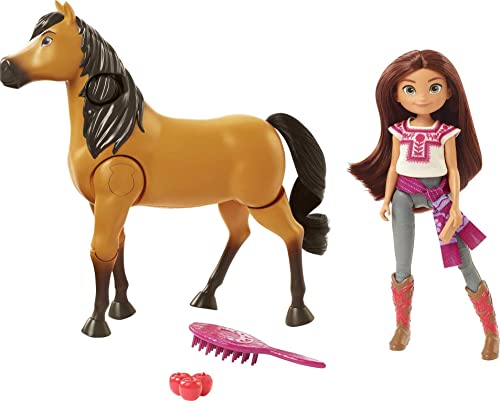 Dreamworks Spirit GXF95 - Reitabenteuer Set mit Lucky Puppe (17,78 cm) & Pferd Spirit (20,32 cm), Spielzeug ab 3 Jahren von Mattel